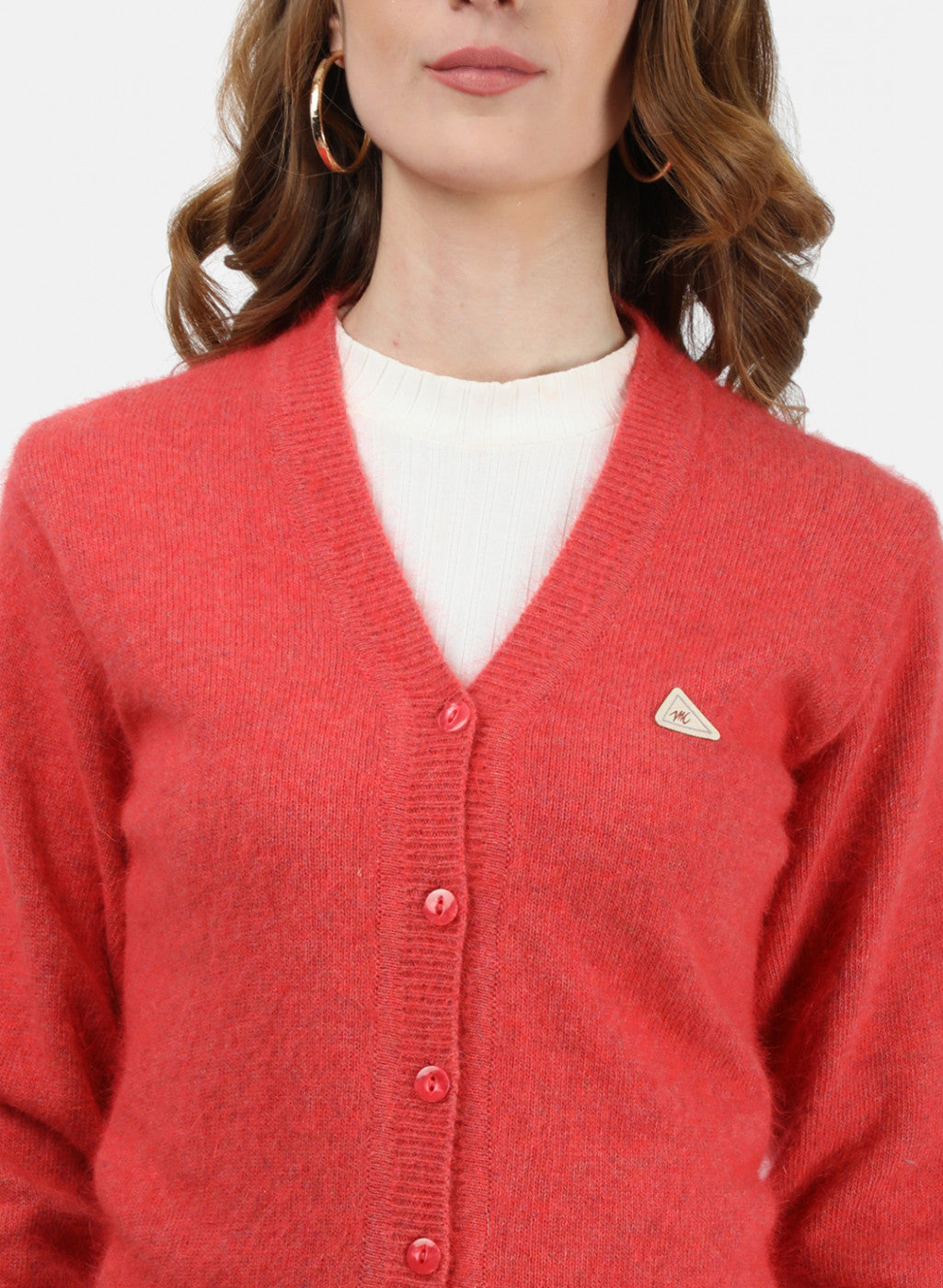 Women Light Orange Solid Cardigan