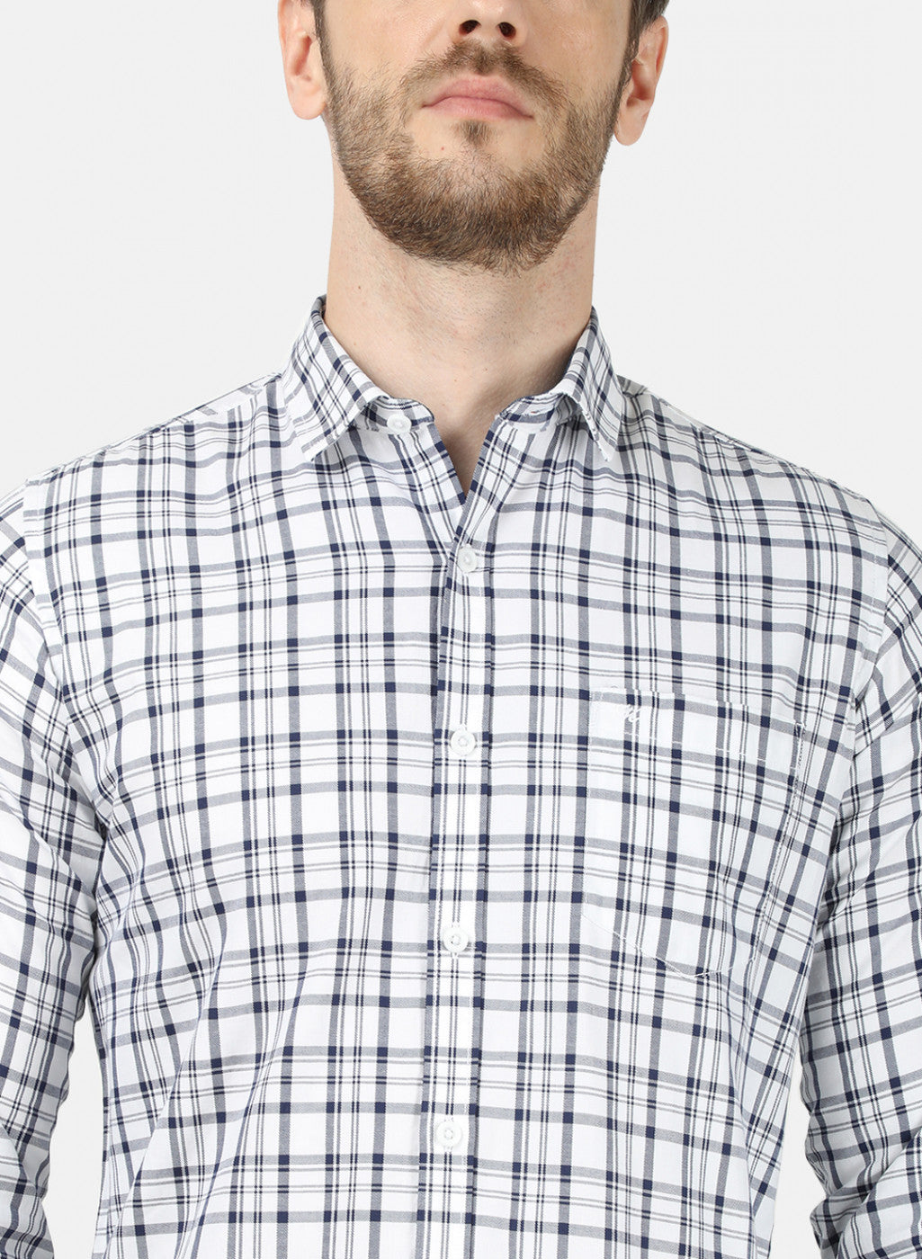 Mens White Check Shirt