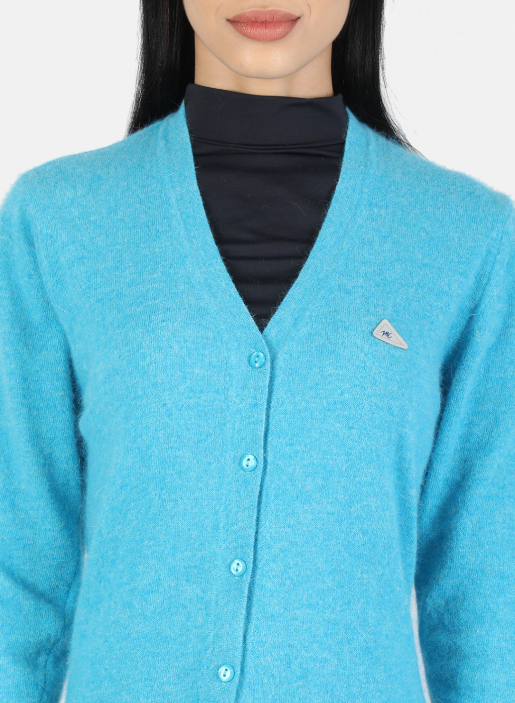 Women Blue Solid Cardigan