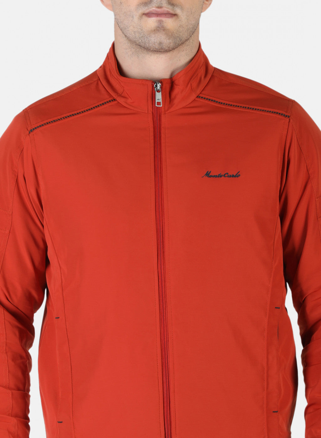 Men Orange Plain Jacket