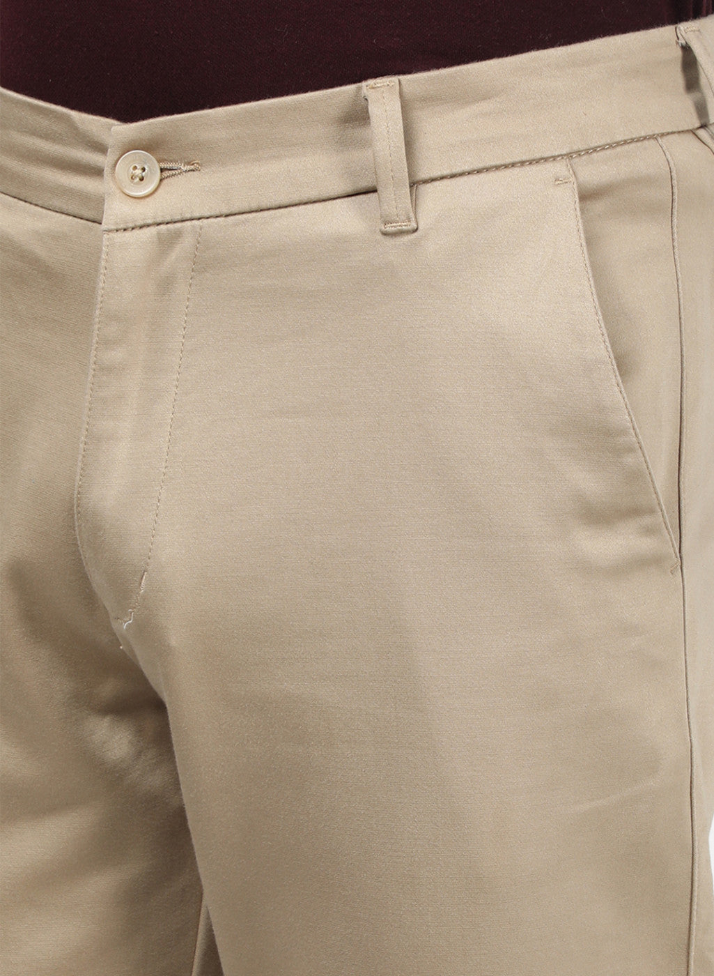 Men Beige Plain Trousers