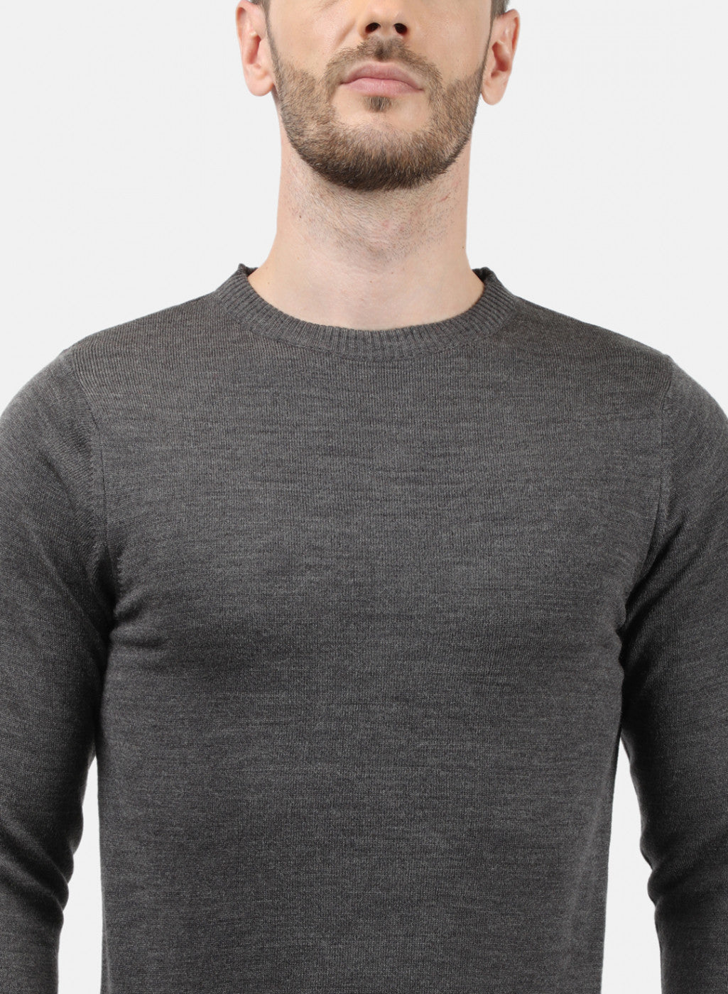 Men Grey Solid Pullover