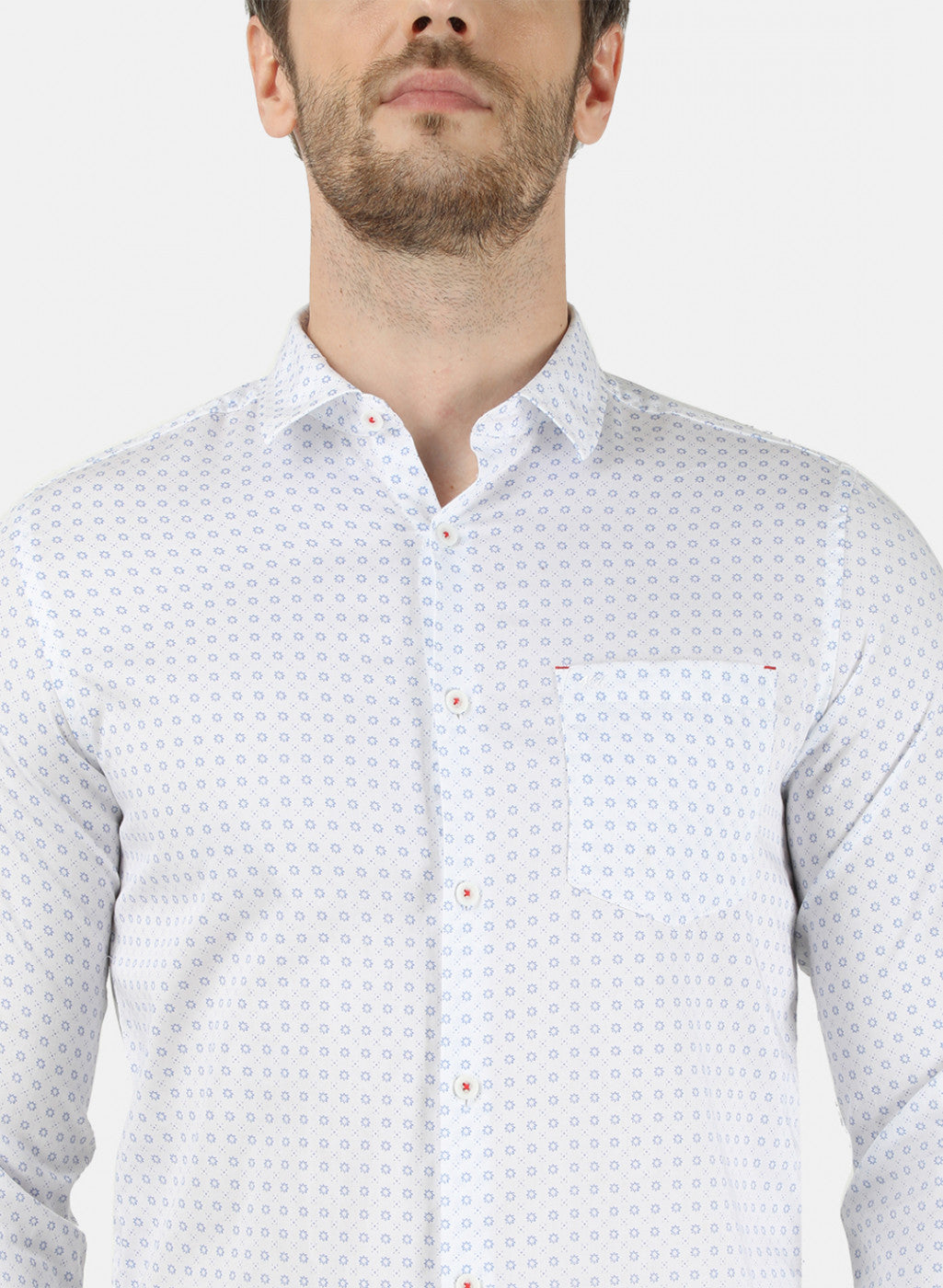 Mens White Printed Shirt