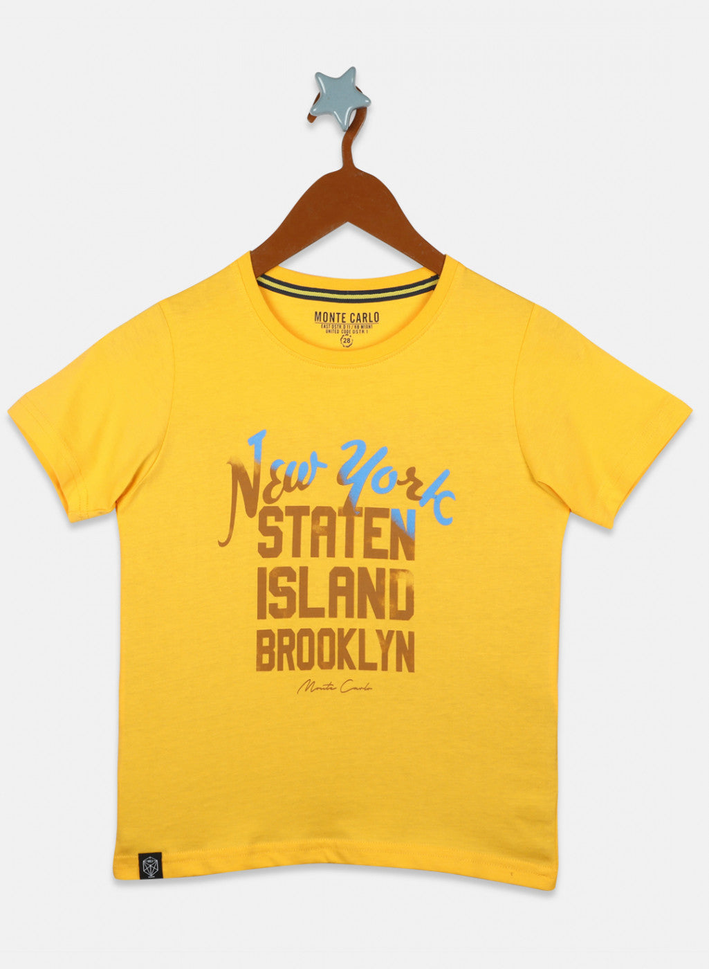 Boys Black & Mustard Printed T-Shirt