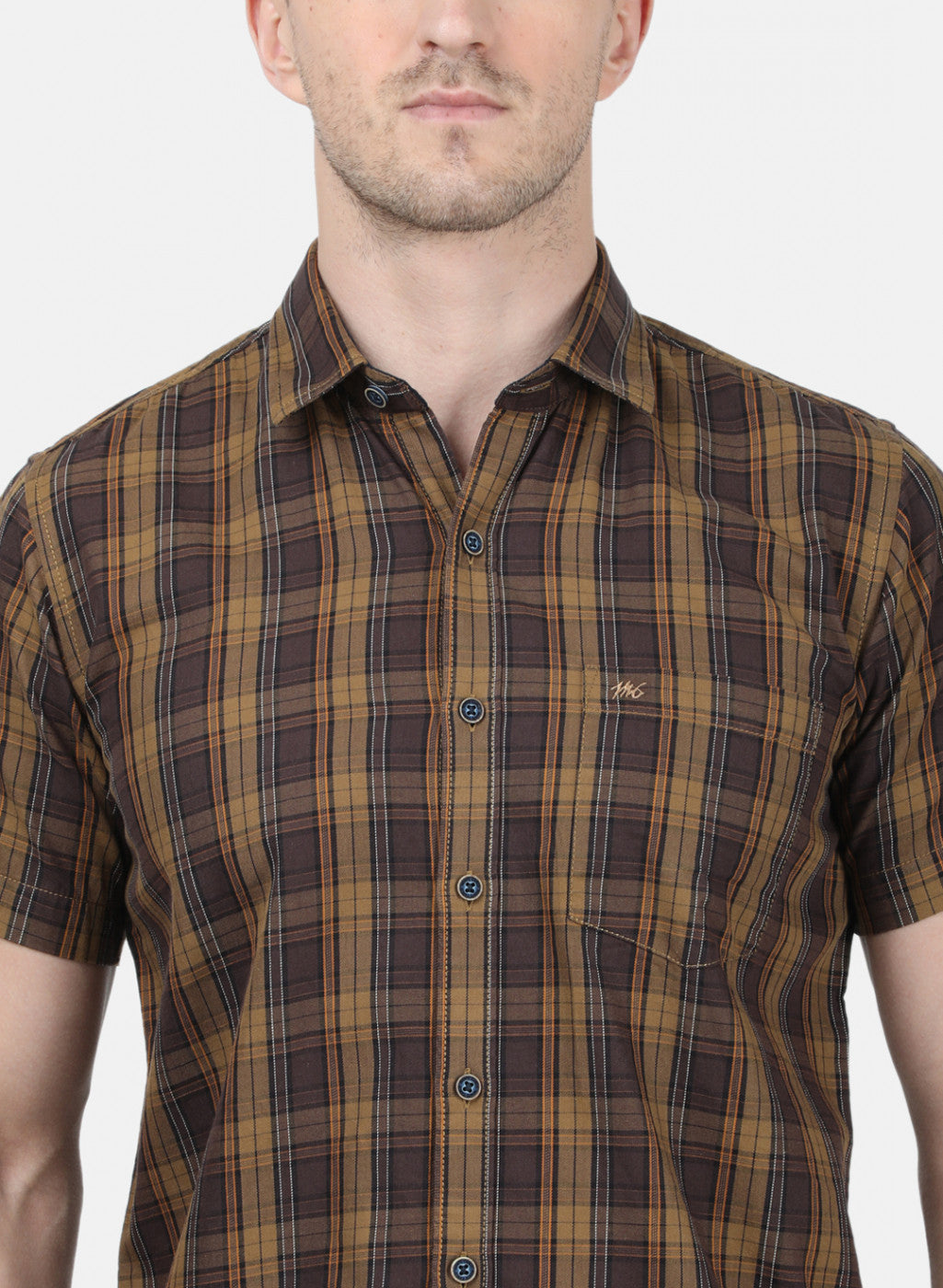 Mens Brown Check Shirt