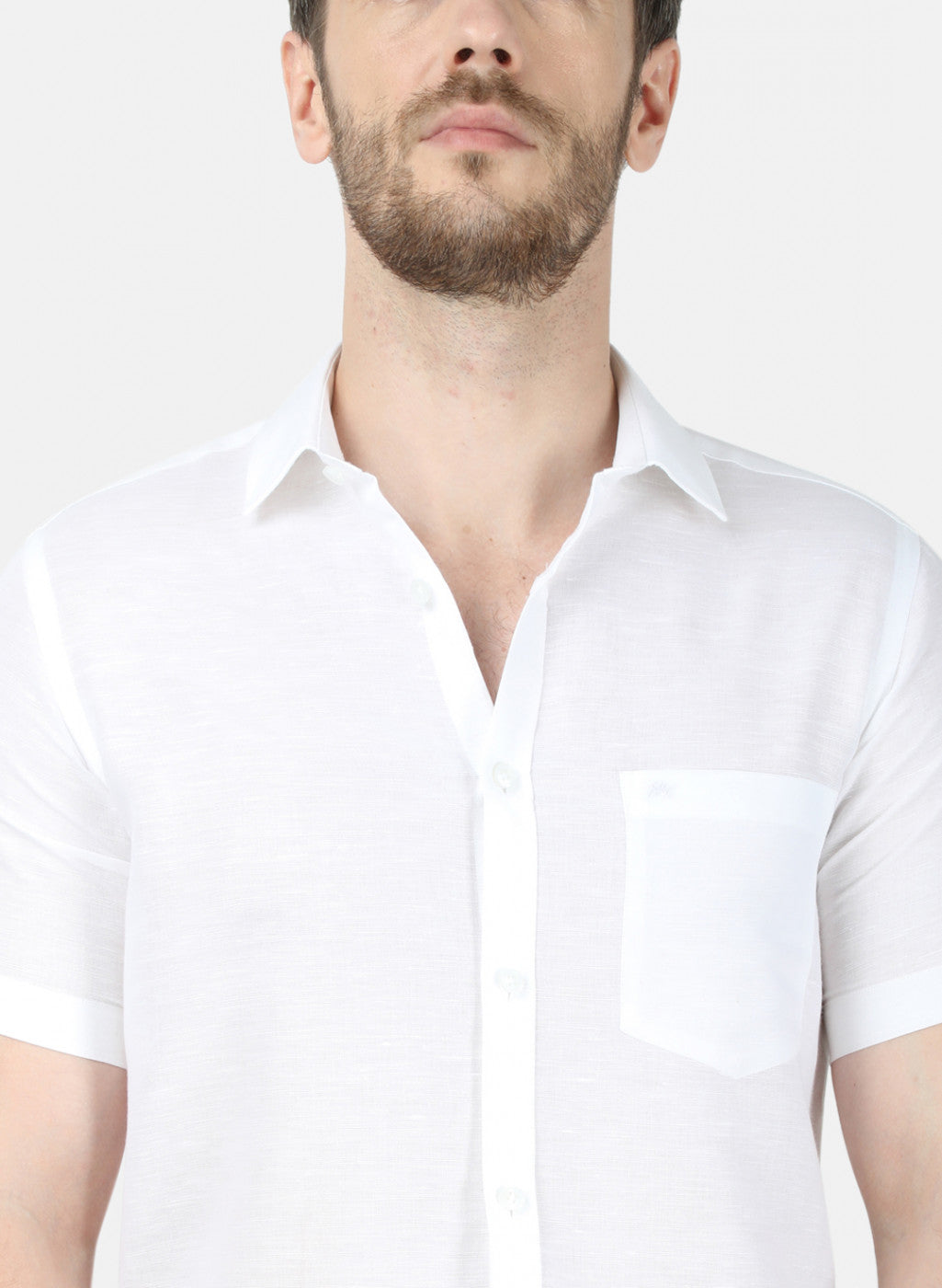 Mens White Solid Shirt