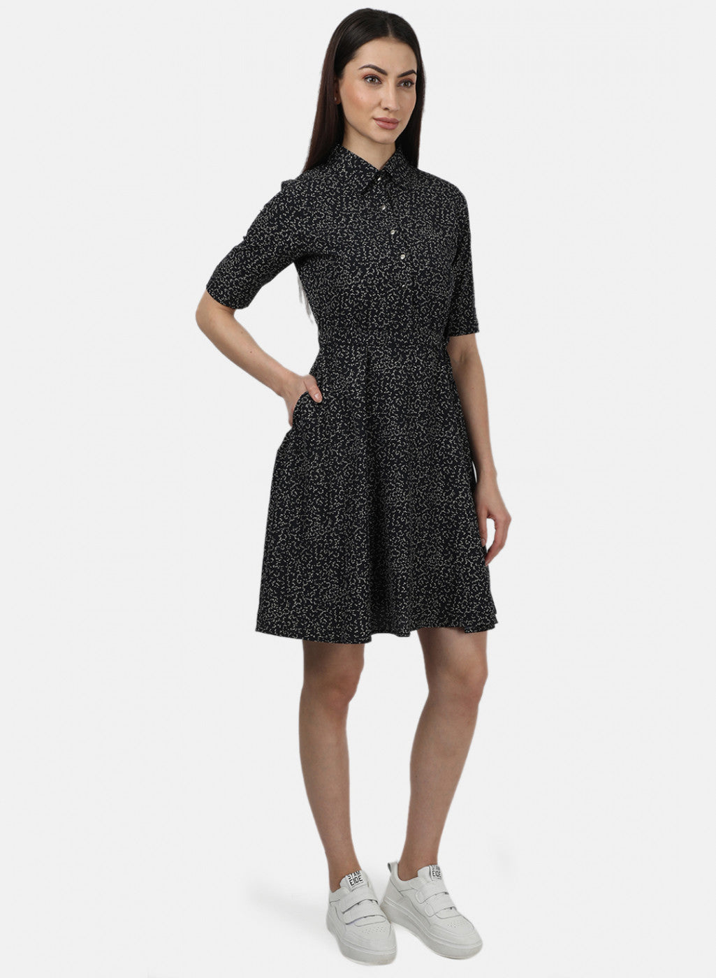 Womens Black Printed Dress