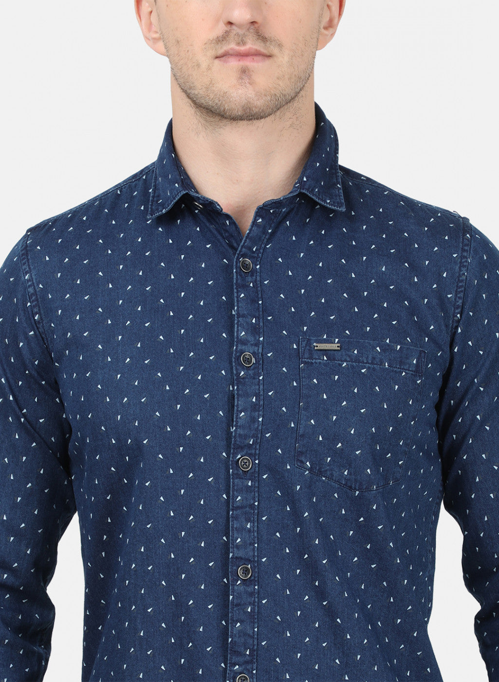 Mens Blue Printed Shirt