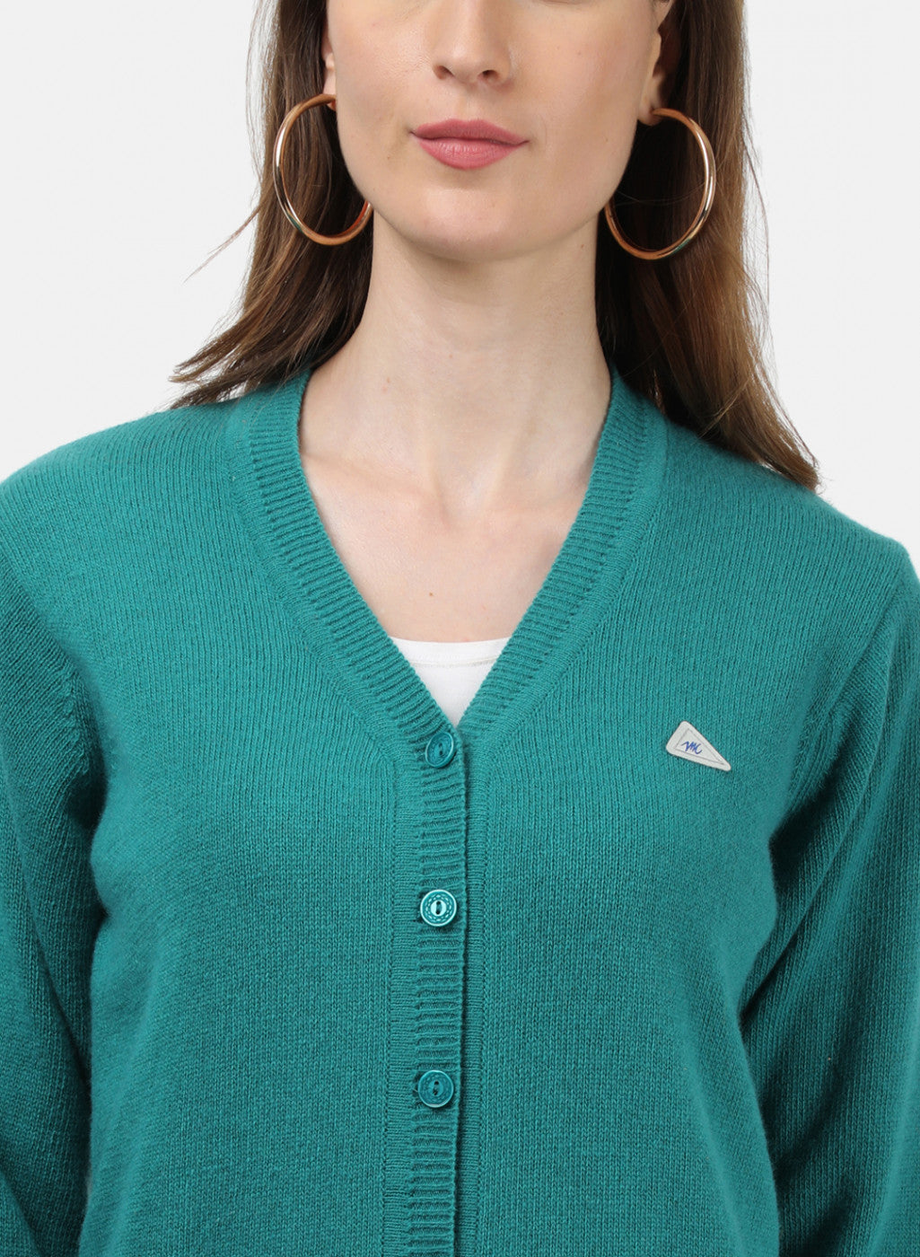 Women Sea Green Solid Cardigan