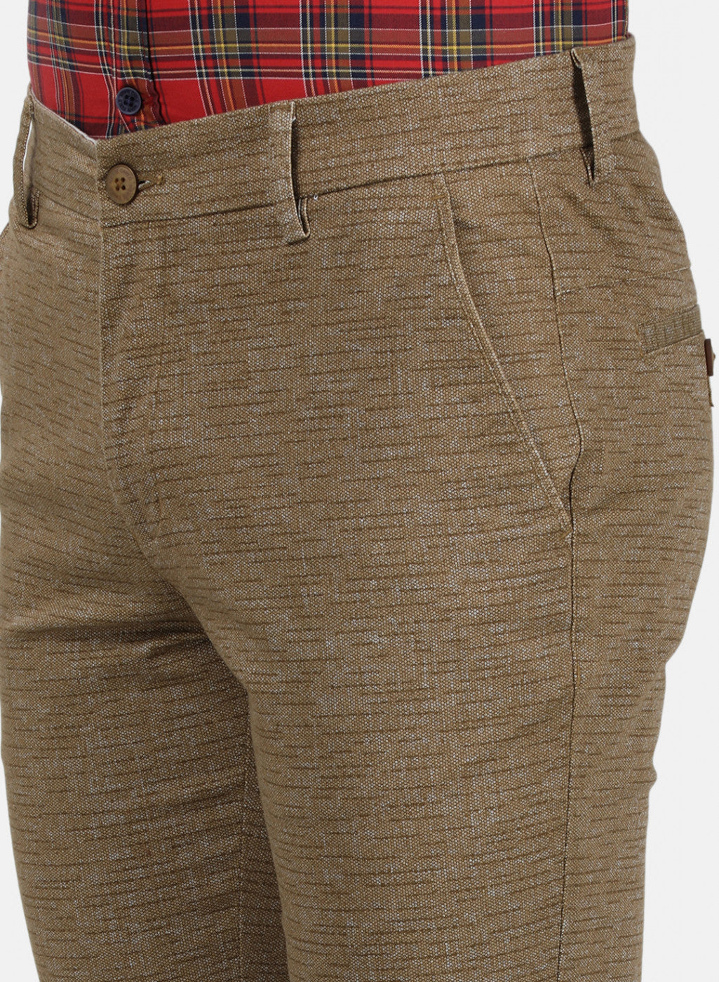 Mens Brown Printed Trousers