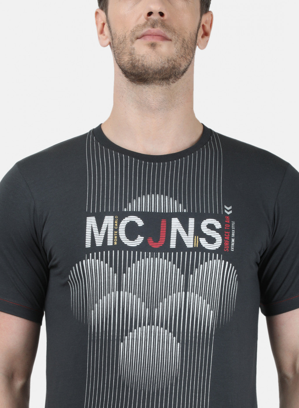 Mens Dark Grey Printed T-Shirt