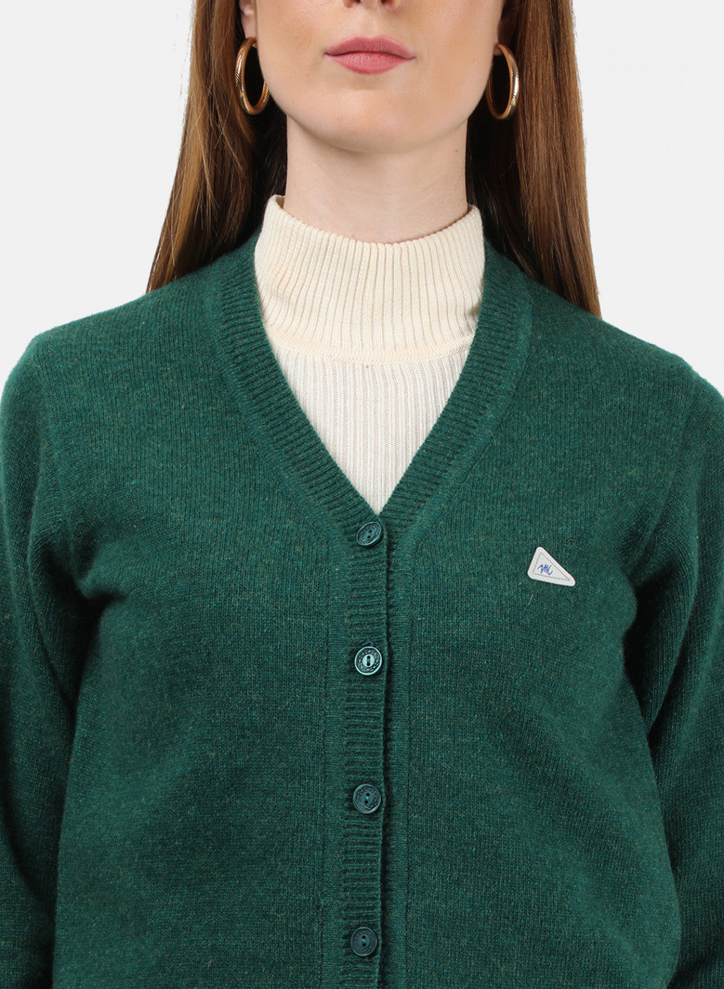 Women Green Solid Cardigan