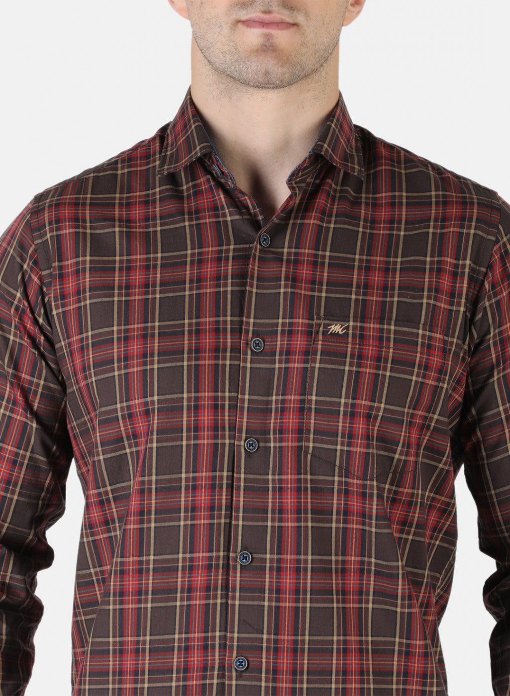 Men Brown Check Shirt