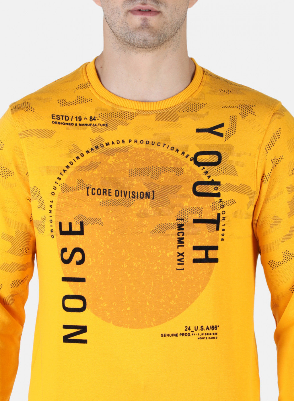 Men Mustard Printed Sweatshirt