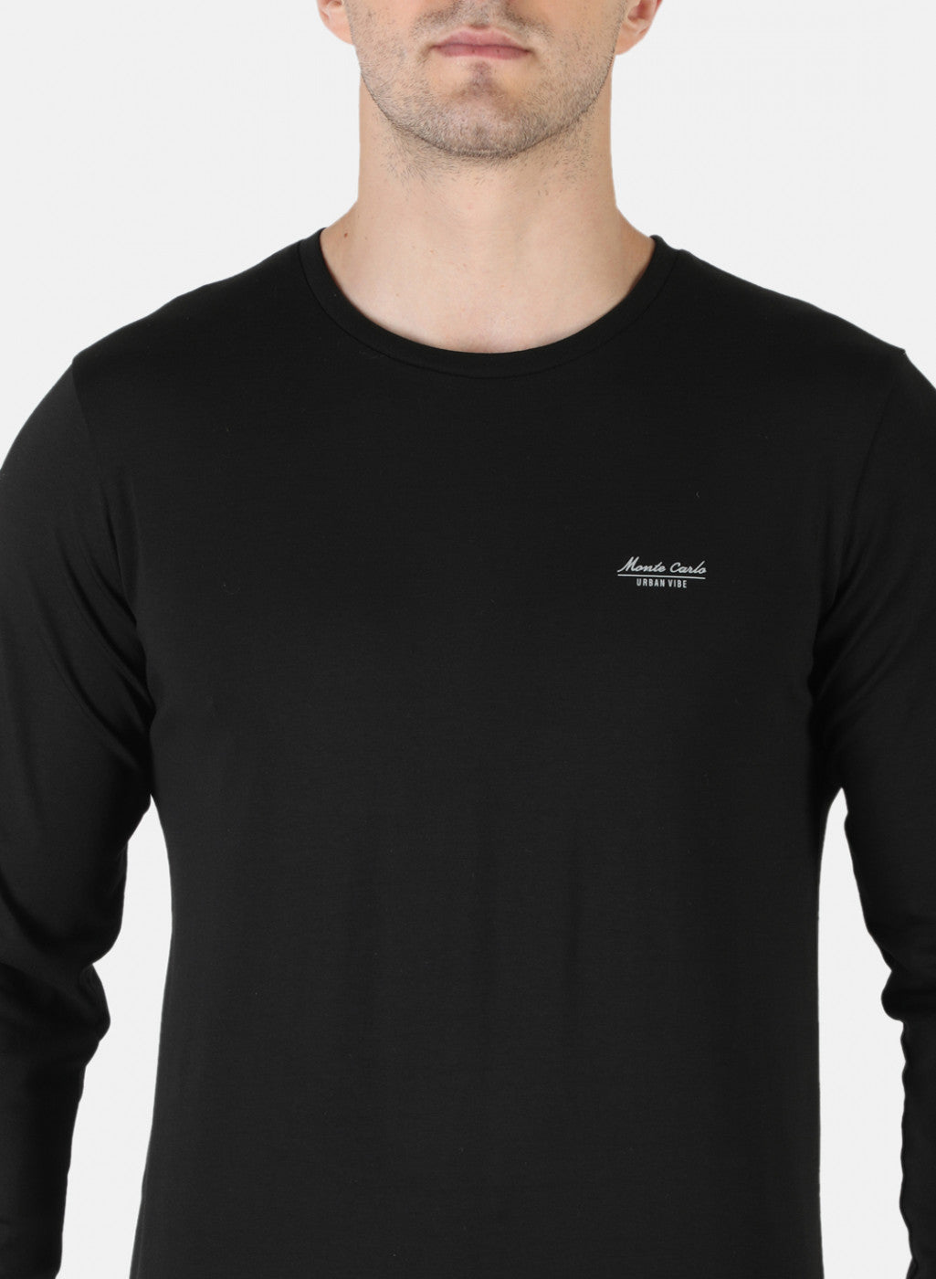 Men Black Plain T-Shirt