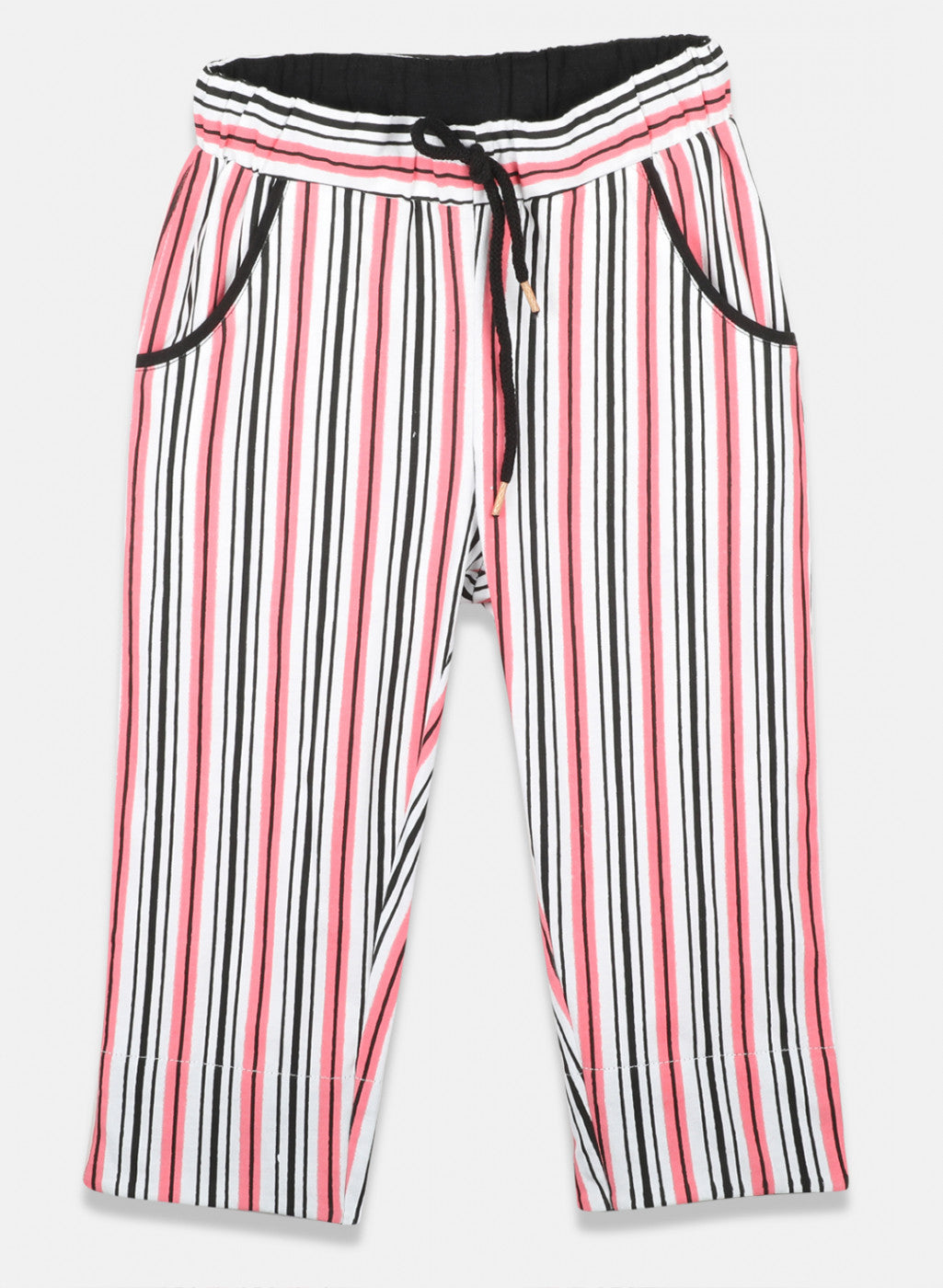 Girls Black & Off White Printed Capri Set