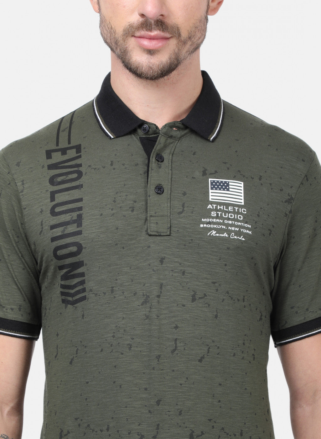 Men Olive Printed T-Shirts