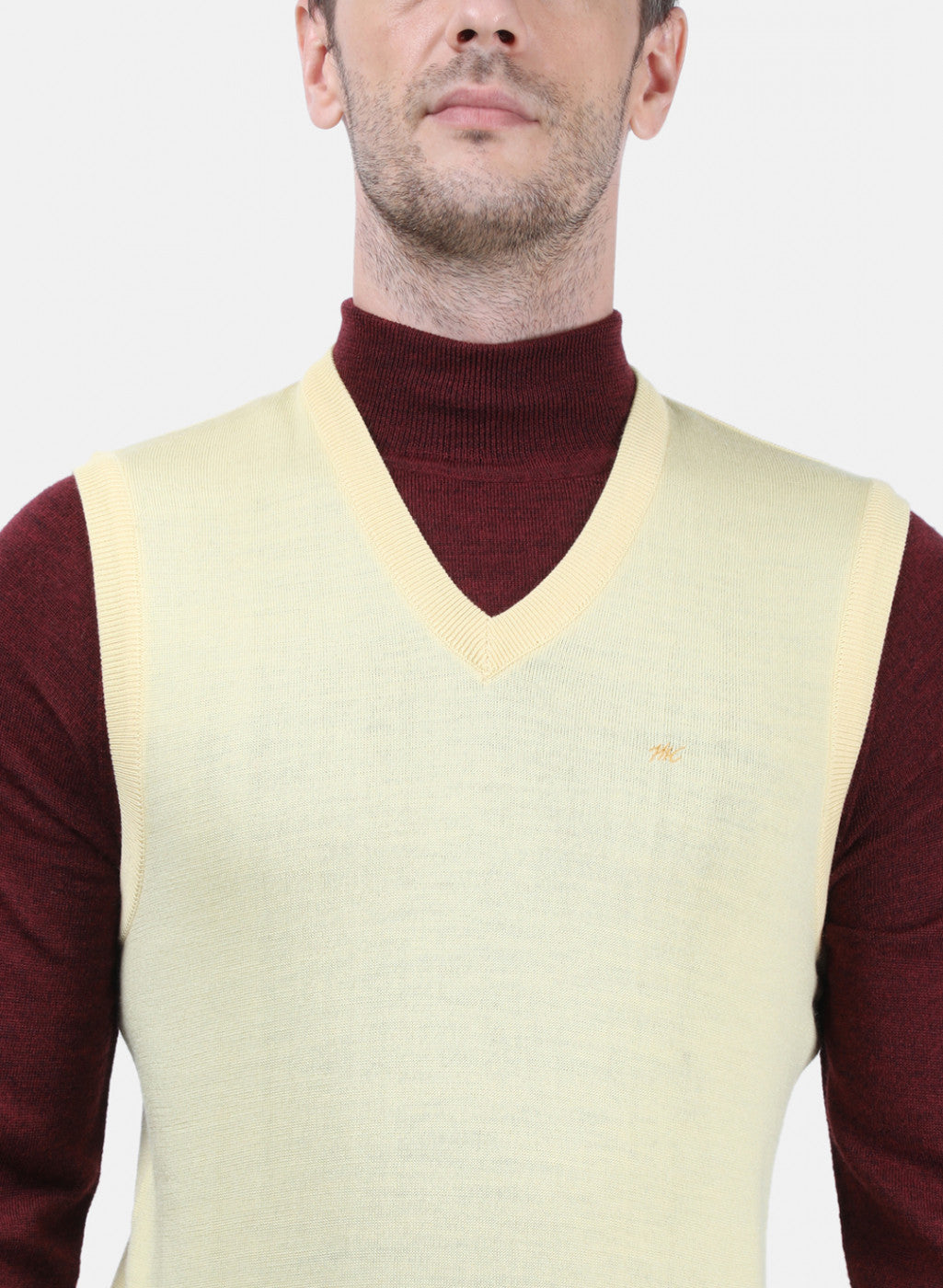 Men Yellow Solid Sweater