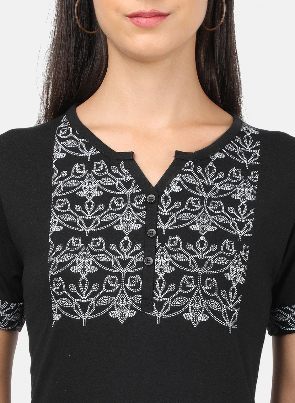 Womens Black Printed Plazoo Set