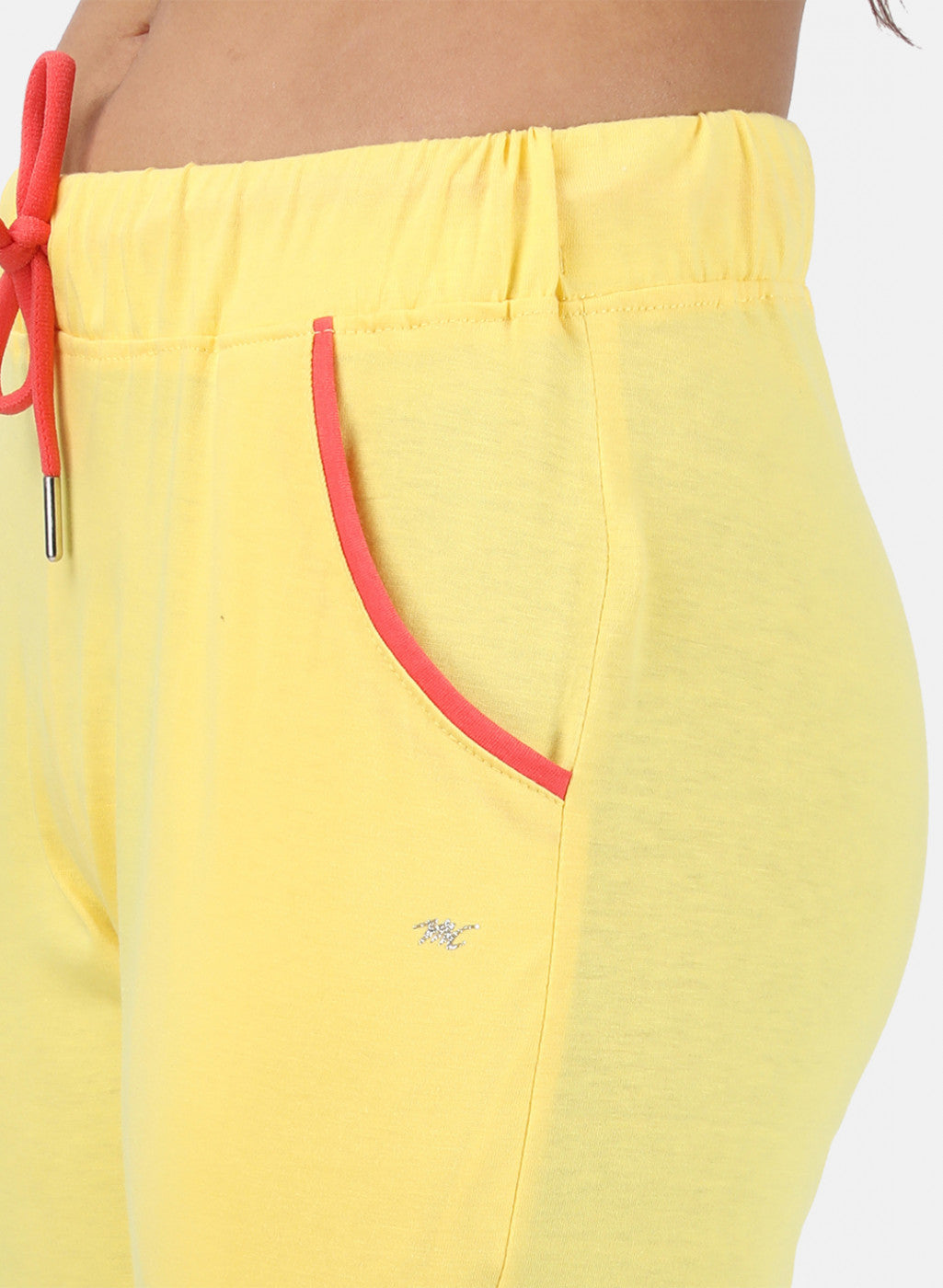 Womens Yellow Plain Capri