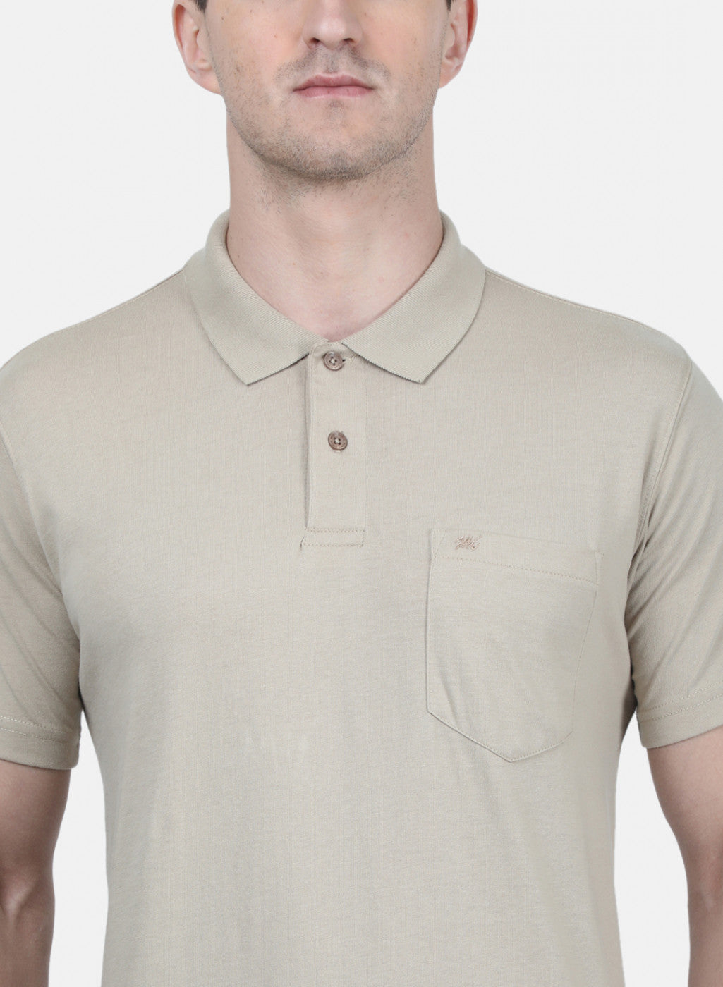 Mens Beige Plain T-Shirt