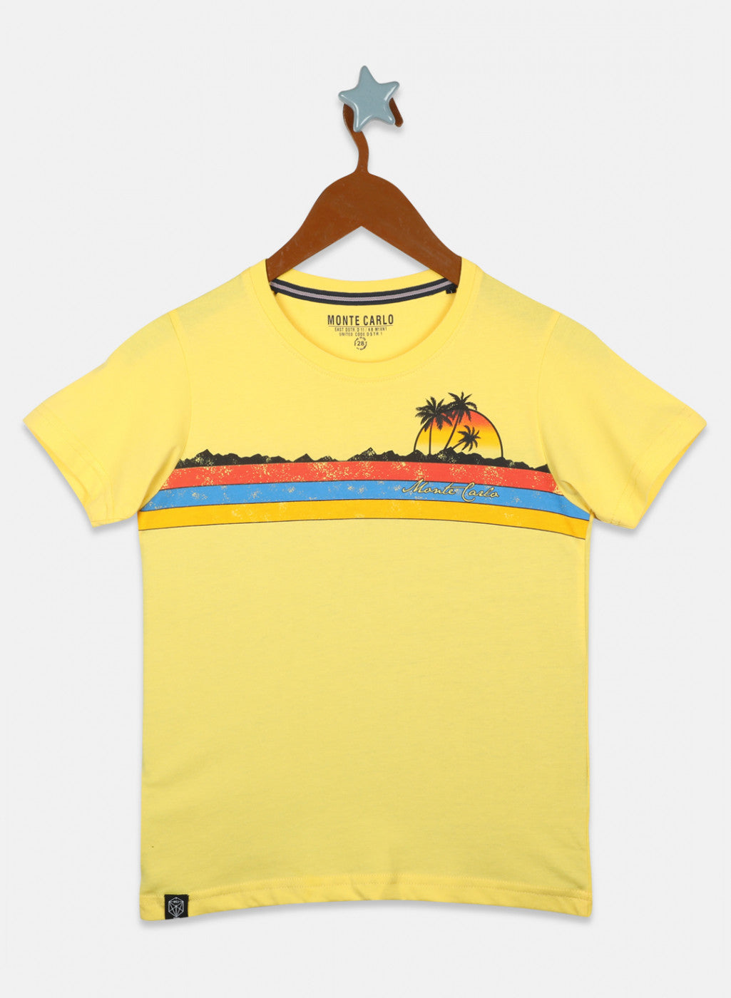 Boys Yellow & Blue Printed T-Shirt