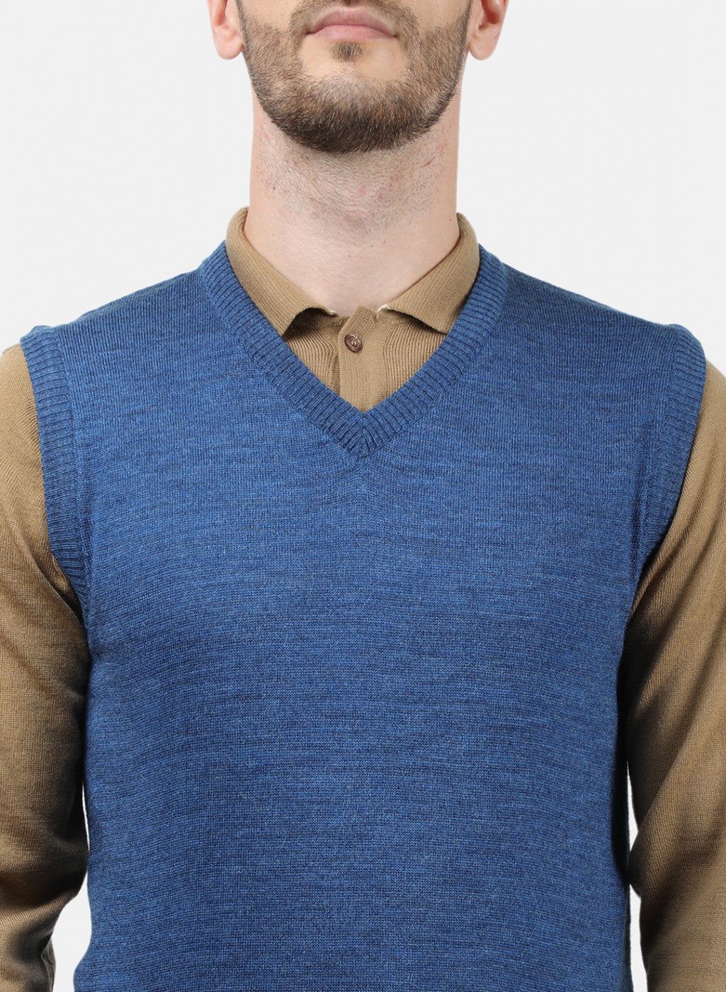 Men Blue Solid Sweater