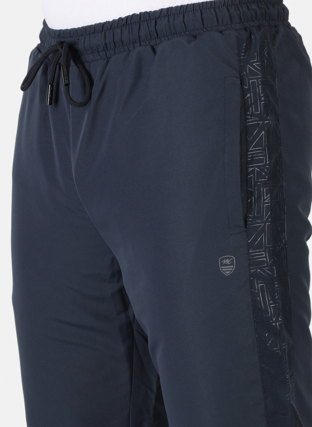 Men NAvy Blue Self Design Tracksuit