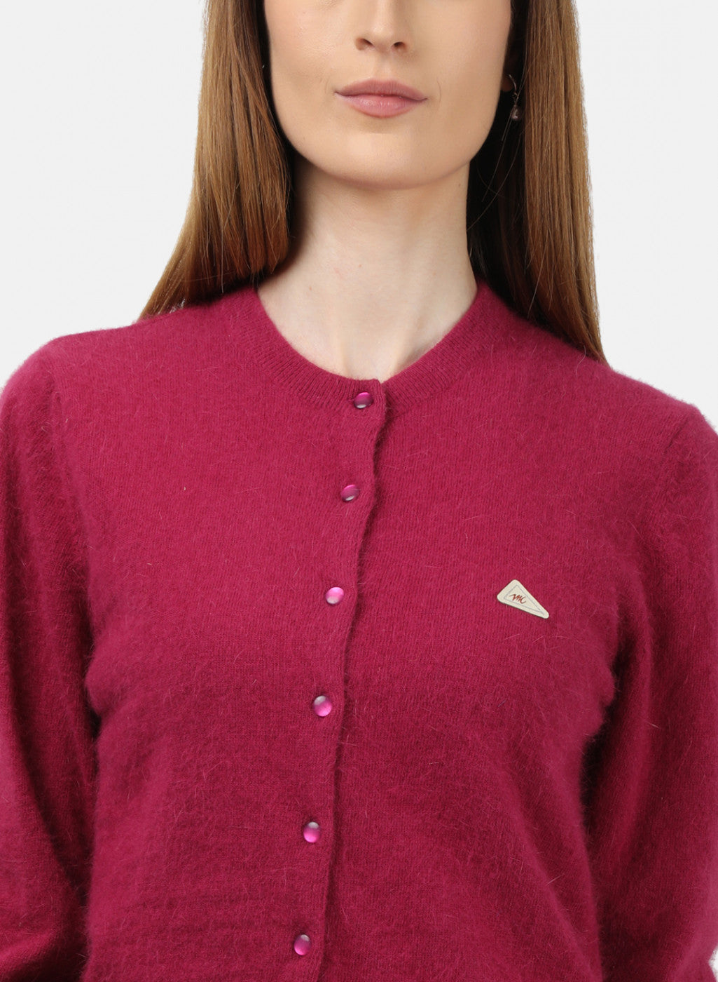 Women Dark Pink Solid Cardigan