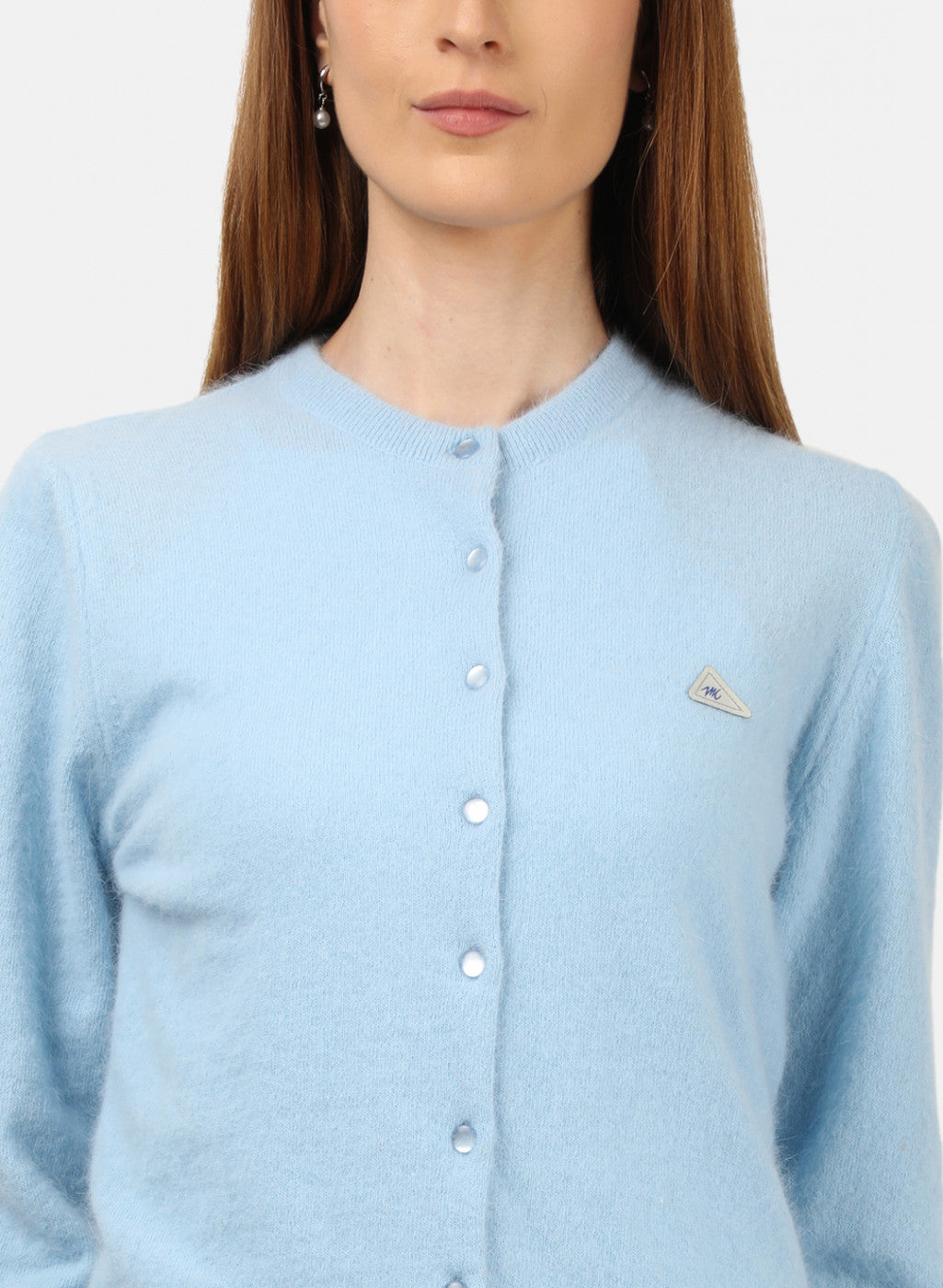 Women Sky Blue Solid Cardigan