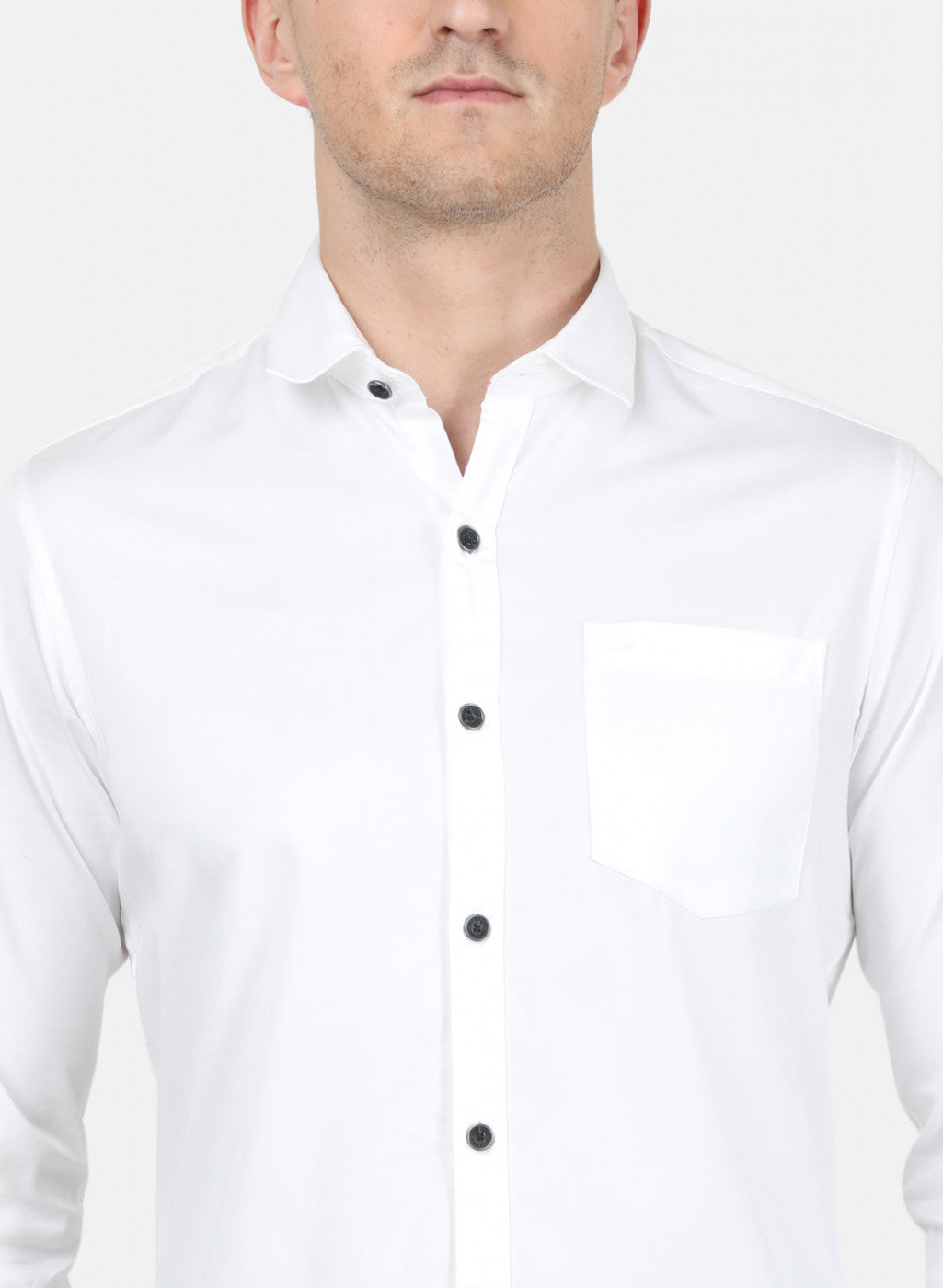 Mens White Solid Shirt
