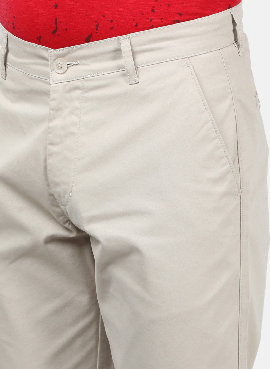 Men Beige Plain Trousers