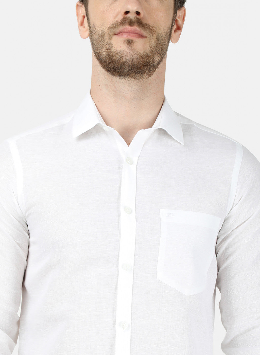 Mens White Solid Shirt