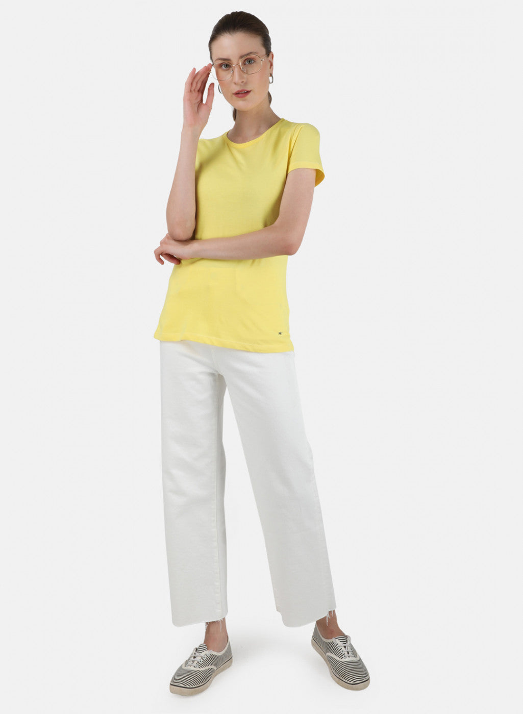 Womens Yellow & Blue Plain Top 2Pc Set