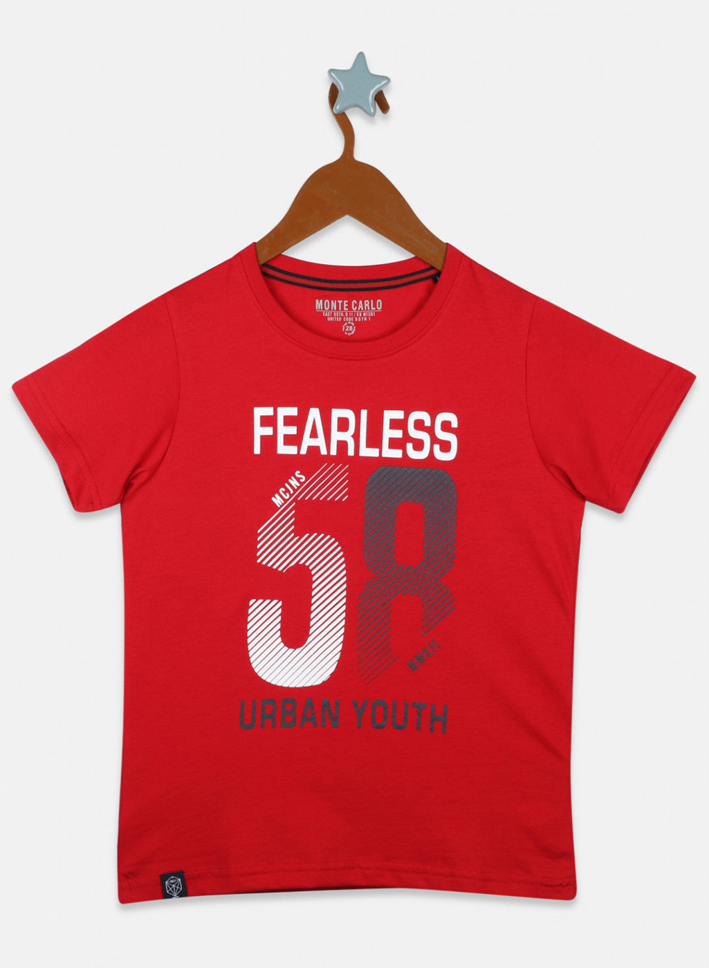 Boys White & Red Printed T-Shirt