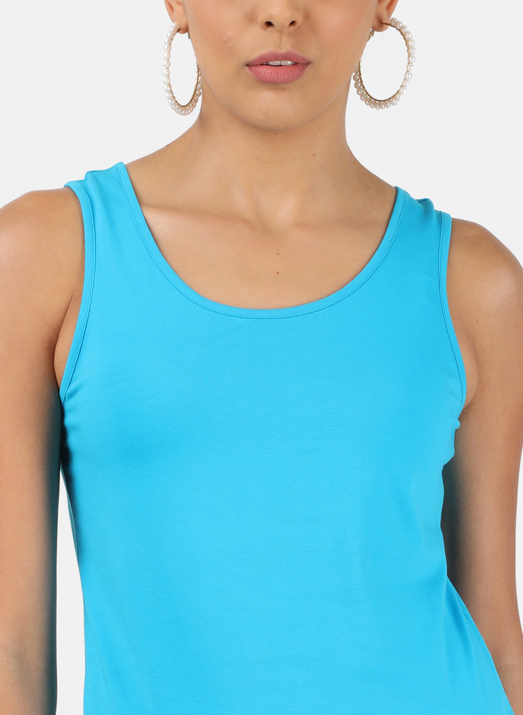 Womens Blue Plain Spaghetti