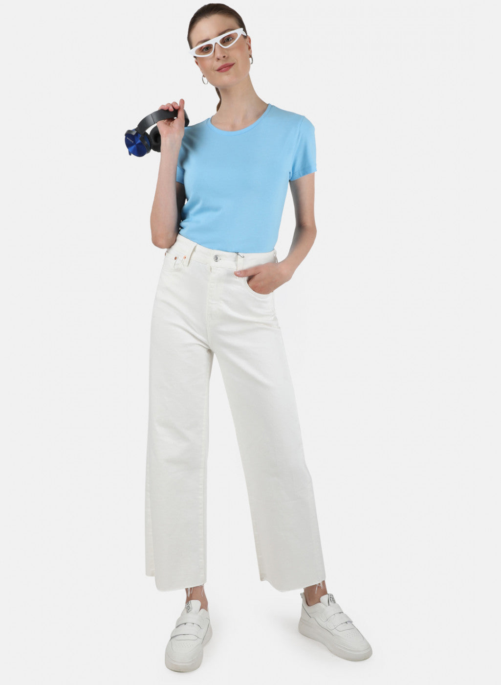 Womens Blue & Sea Green Plain Top 2Pc Set