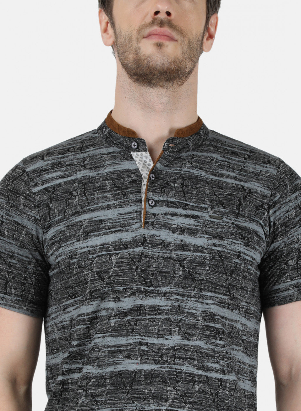 Mens Black Self T-Shirt