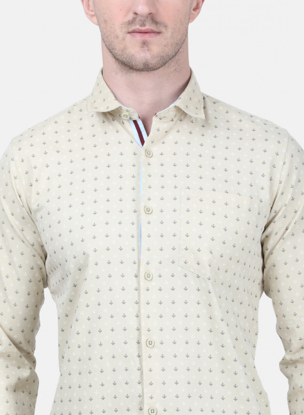 Mens Beige Printed Shirt