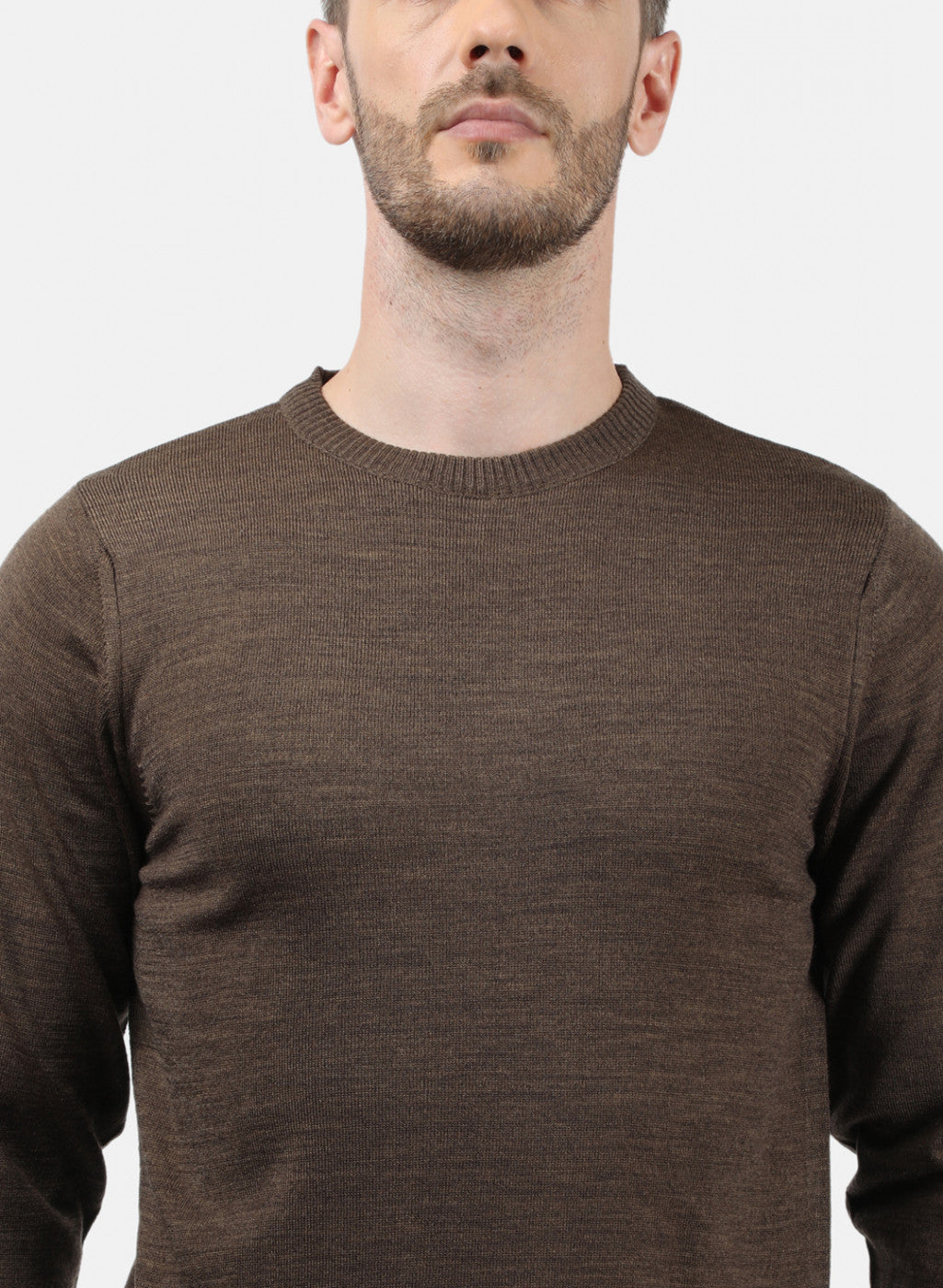Men Brown Solid Pullover