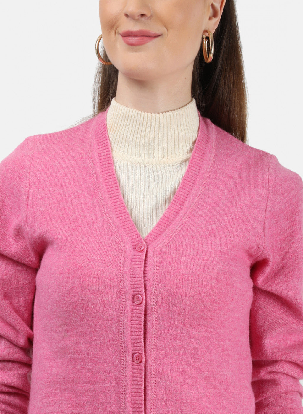 Women Pink Solid Cardigan
