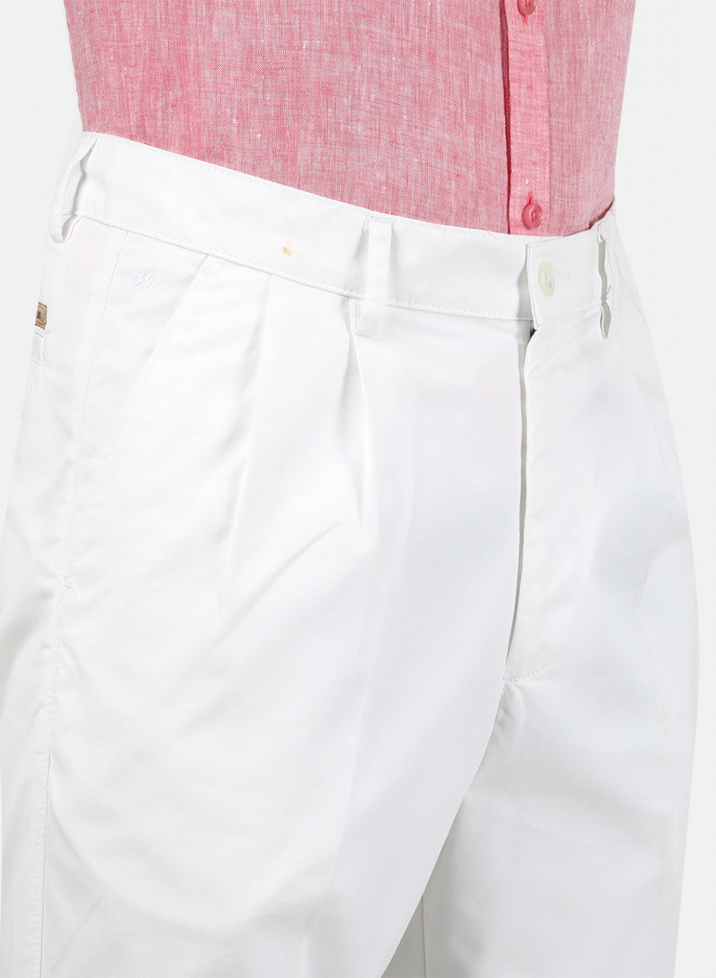 Mens White Regular Trouser