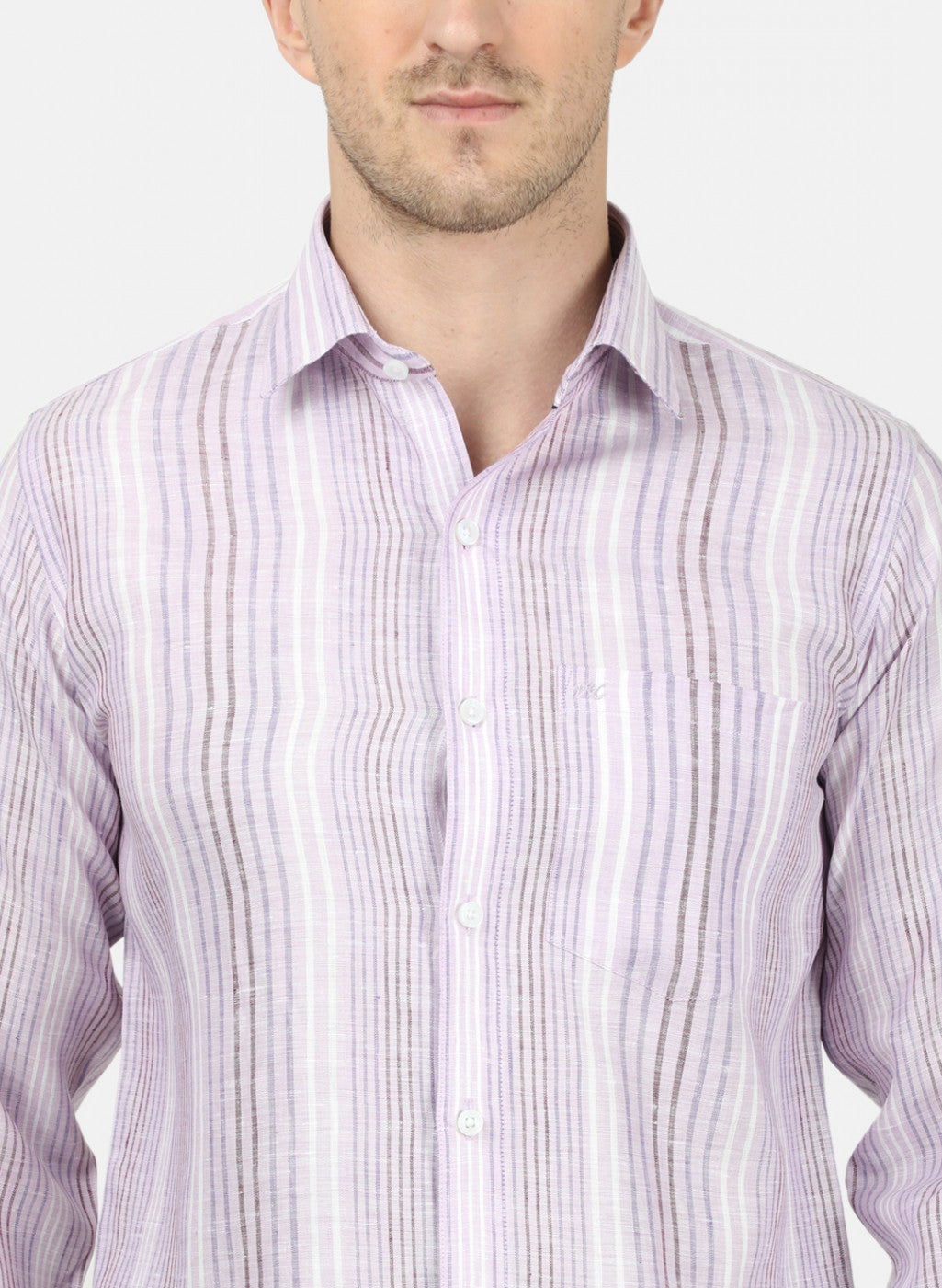 Mens Pink Stripe Linen Shirt