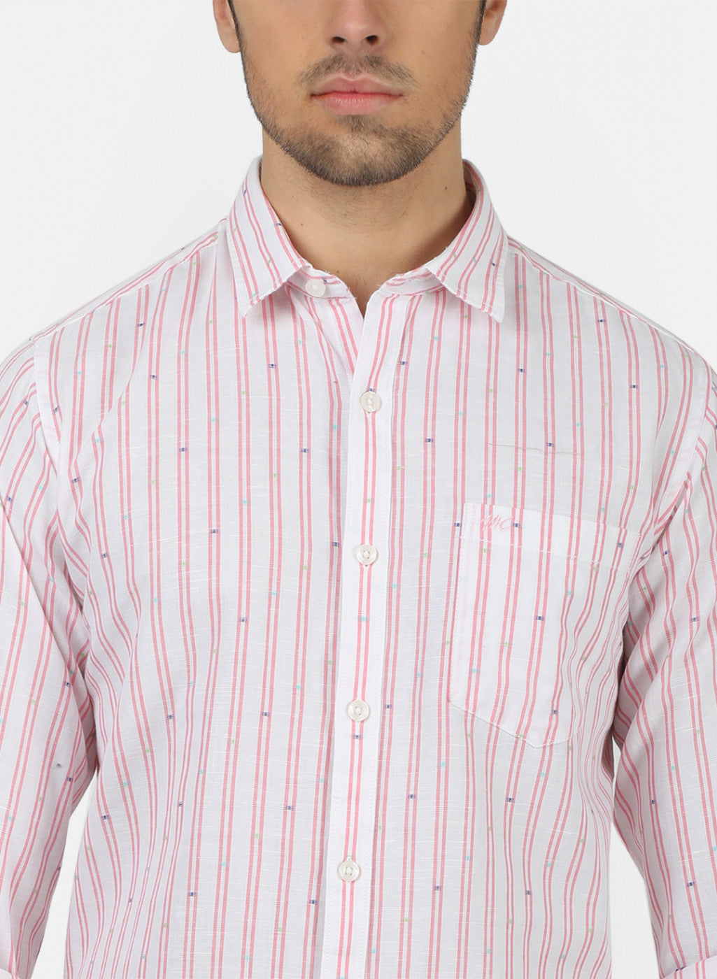 Men Red Stripe Linen Shirt