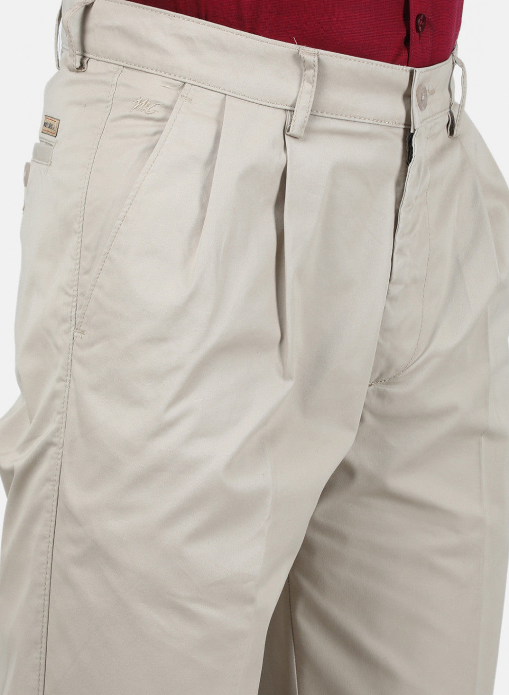 Mens Beige Regular Trouser