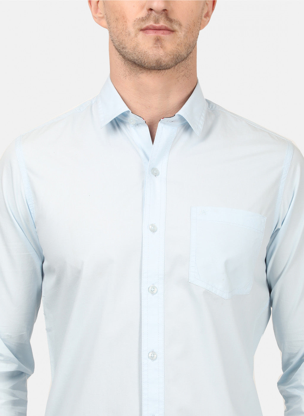 Mens Sky Blue Solid Shirts