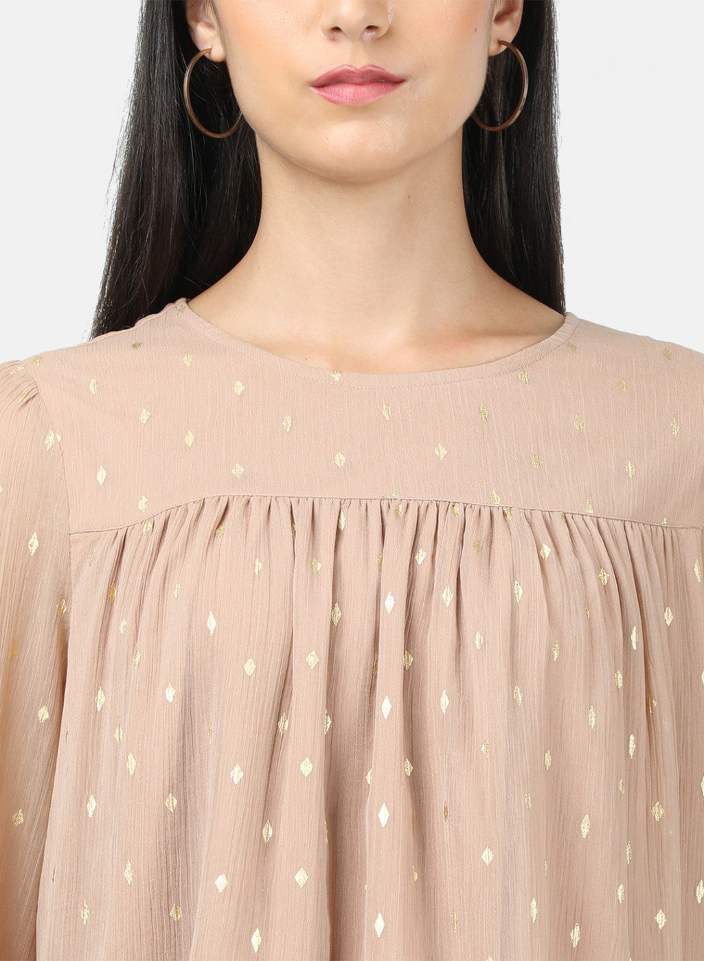 Womens Light Brown Printed Top