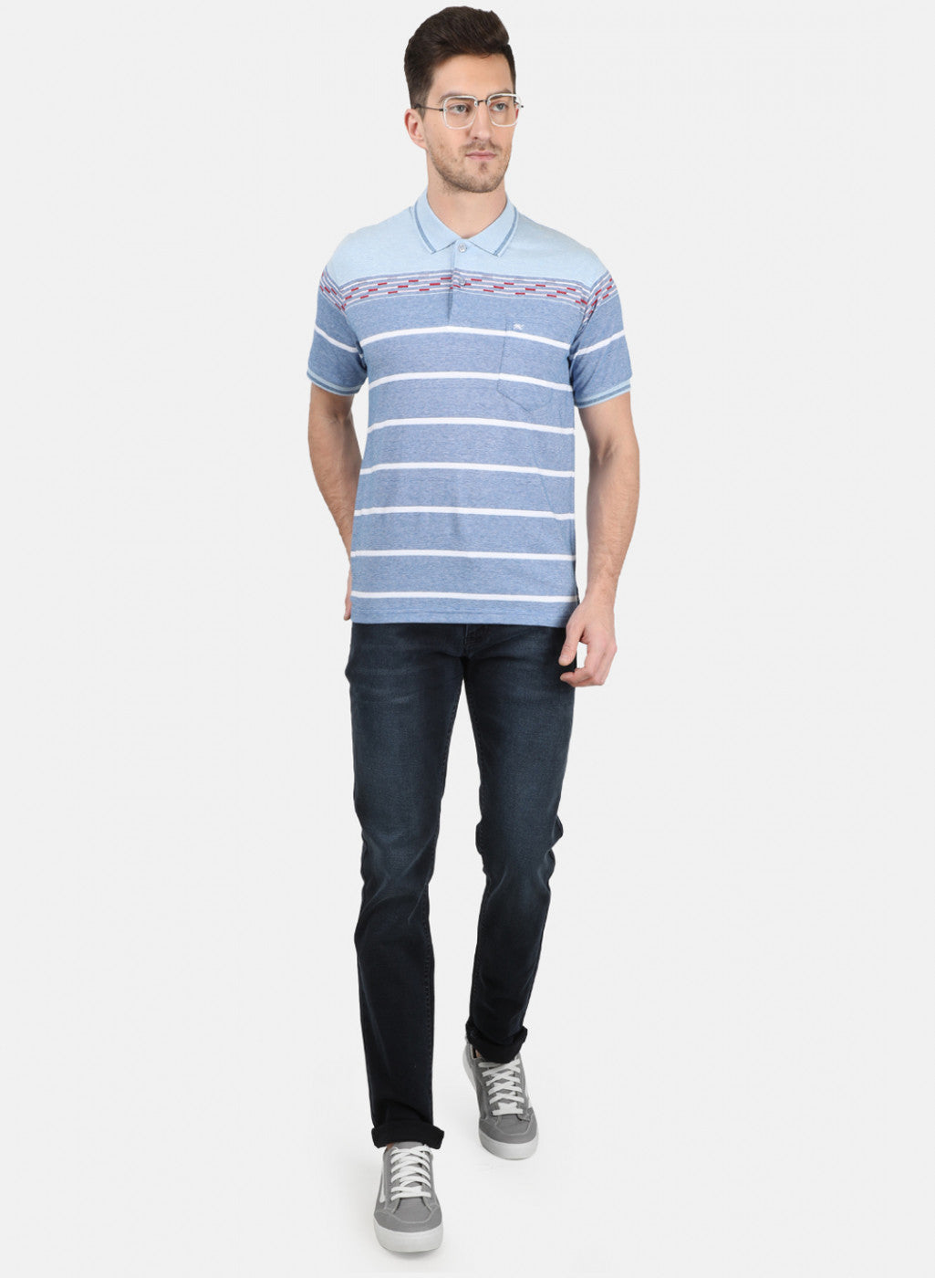 Mens Sky Blue Stripe T-Shirt