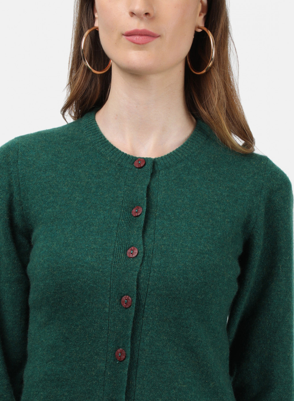 Women Green Solid Cardigan