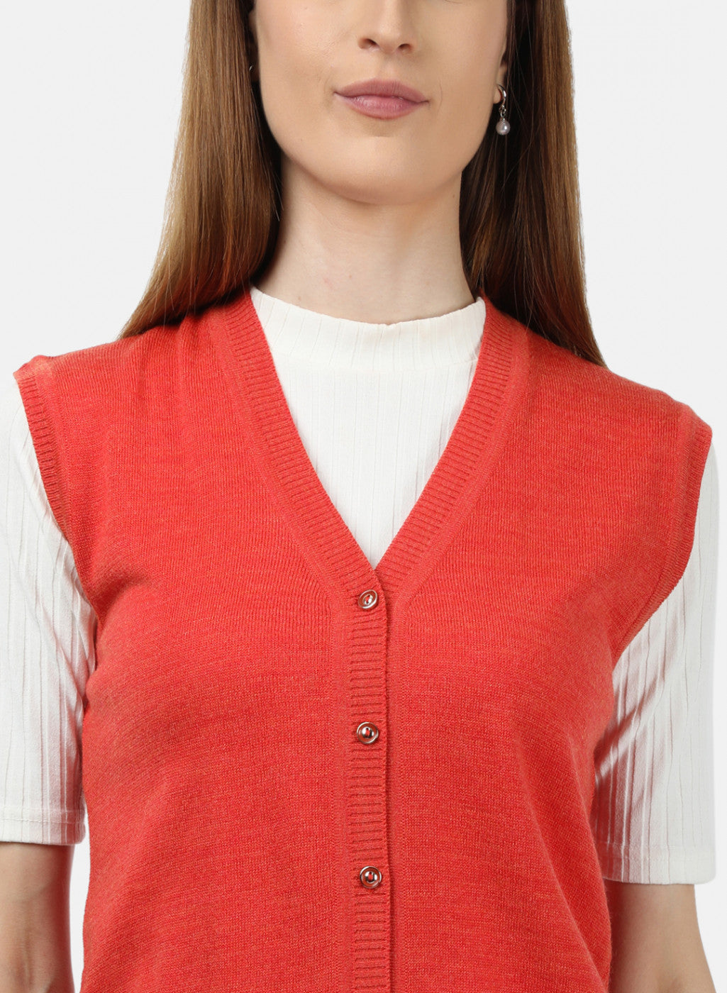 Women Orange Solid Cardigan